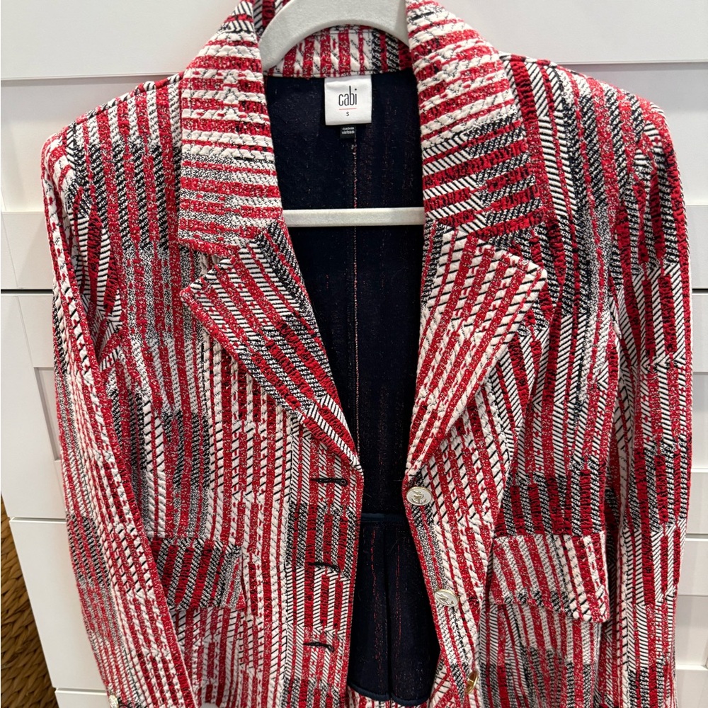 Cabi Women’s Red and White Blazer